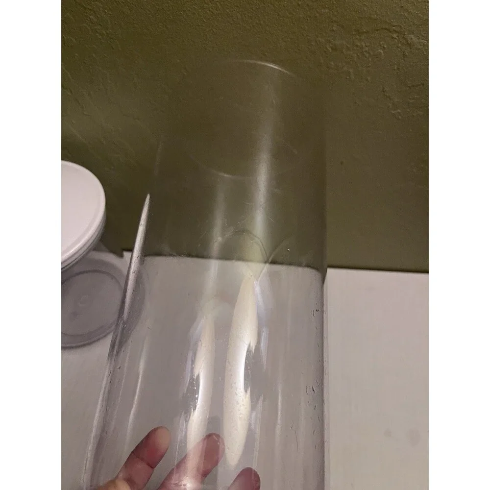 Two Clear FoodSaver Snail Vacuum Seal Canisters Containers Tall Short Extra Lid
